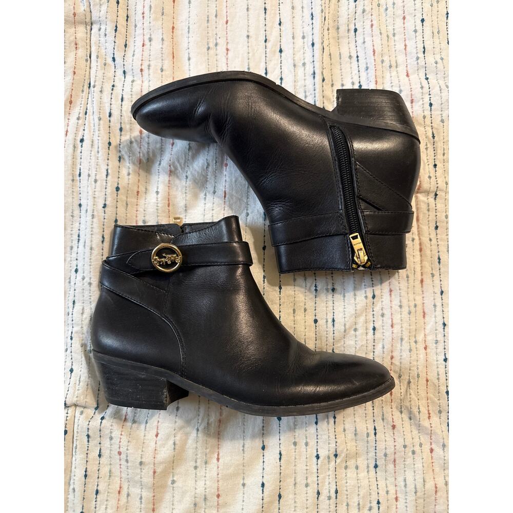 Coach Debi Black Leather Ankle Booties Size 7